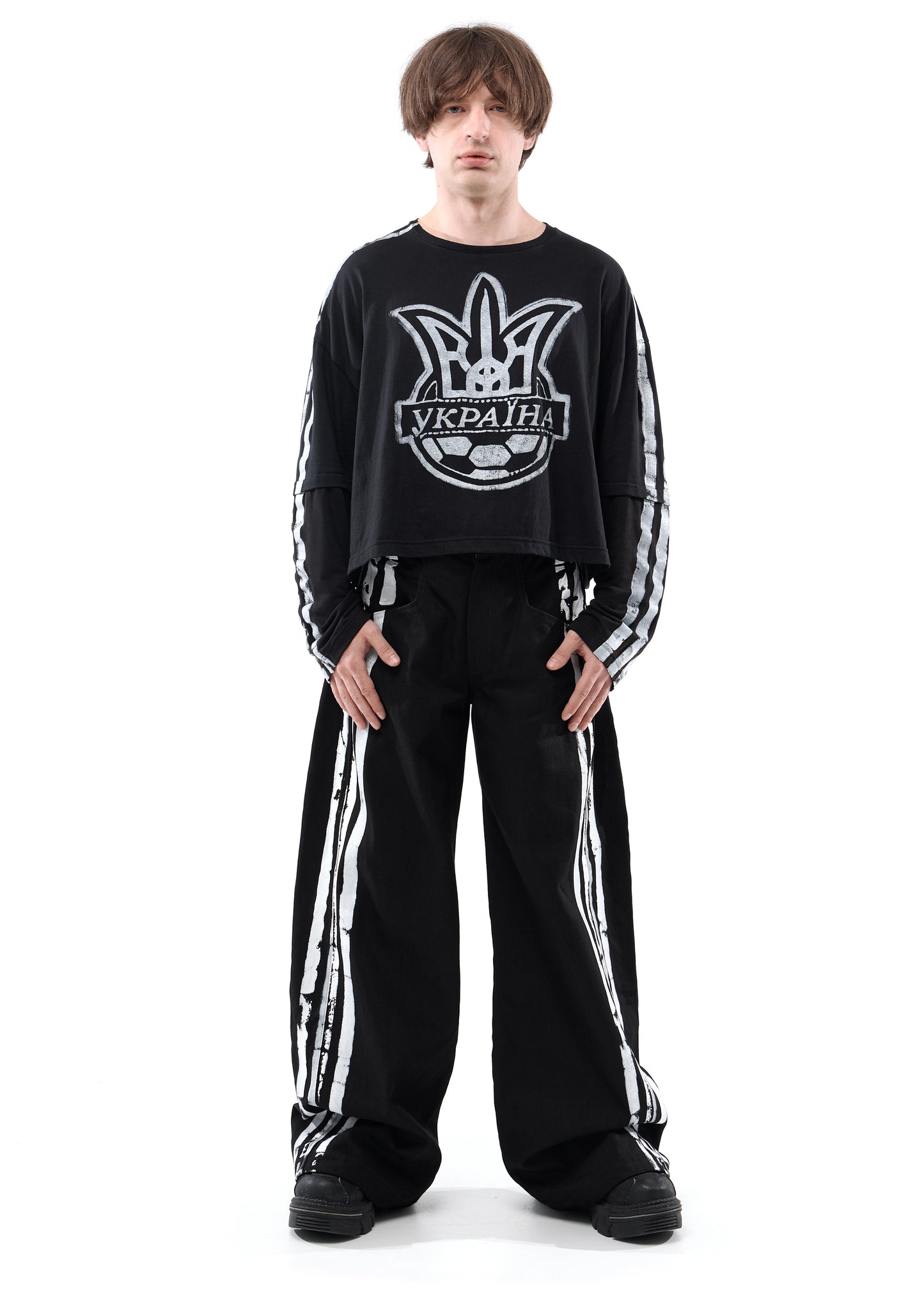 STRIPES WIDE JEANS