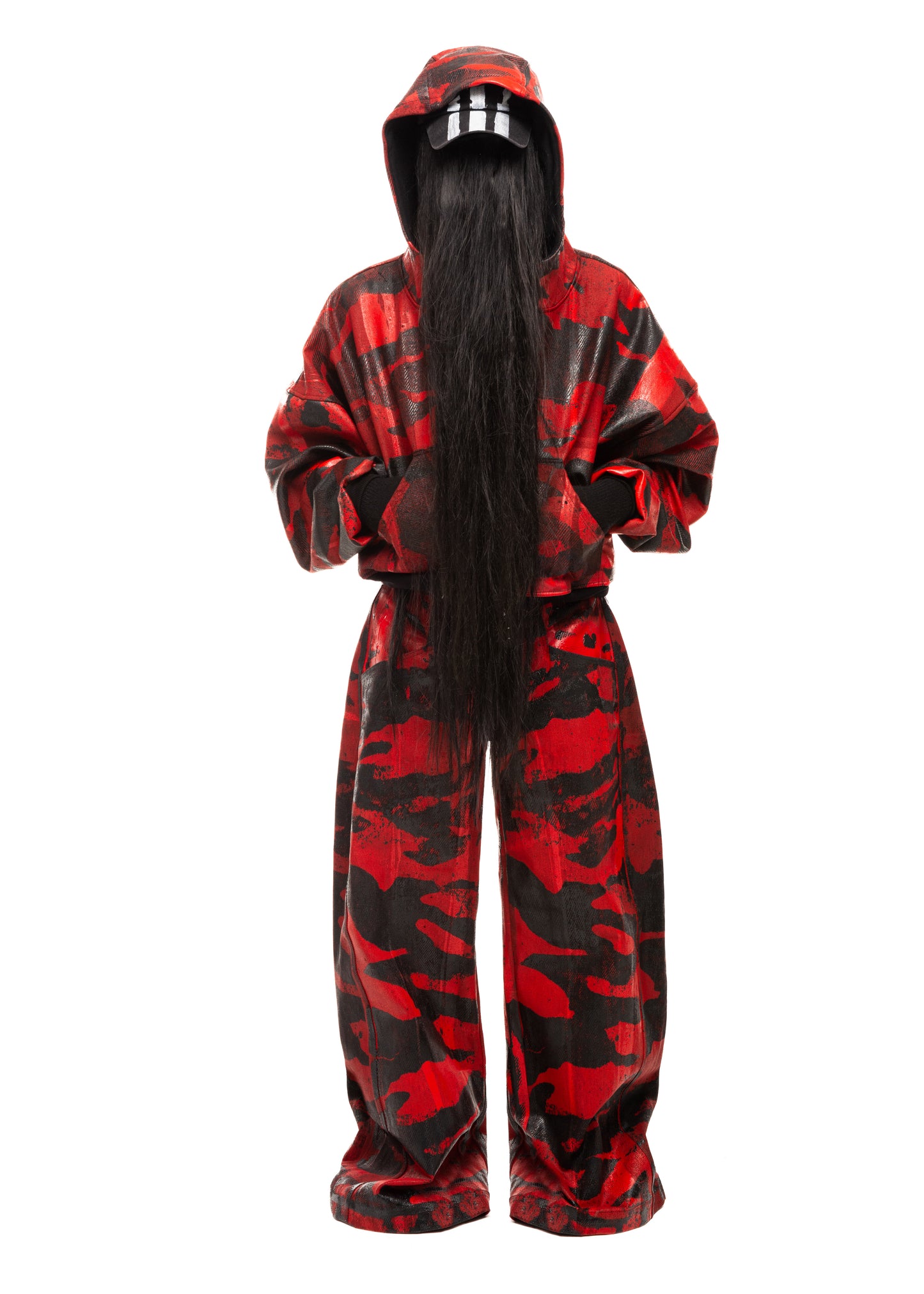CAMO WAXED RED ZIP HOODIE