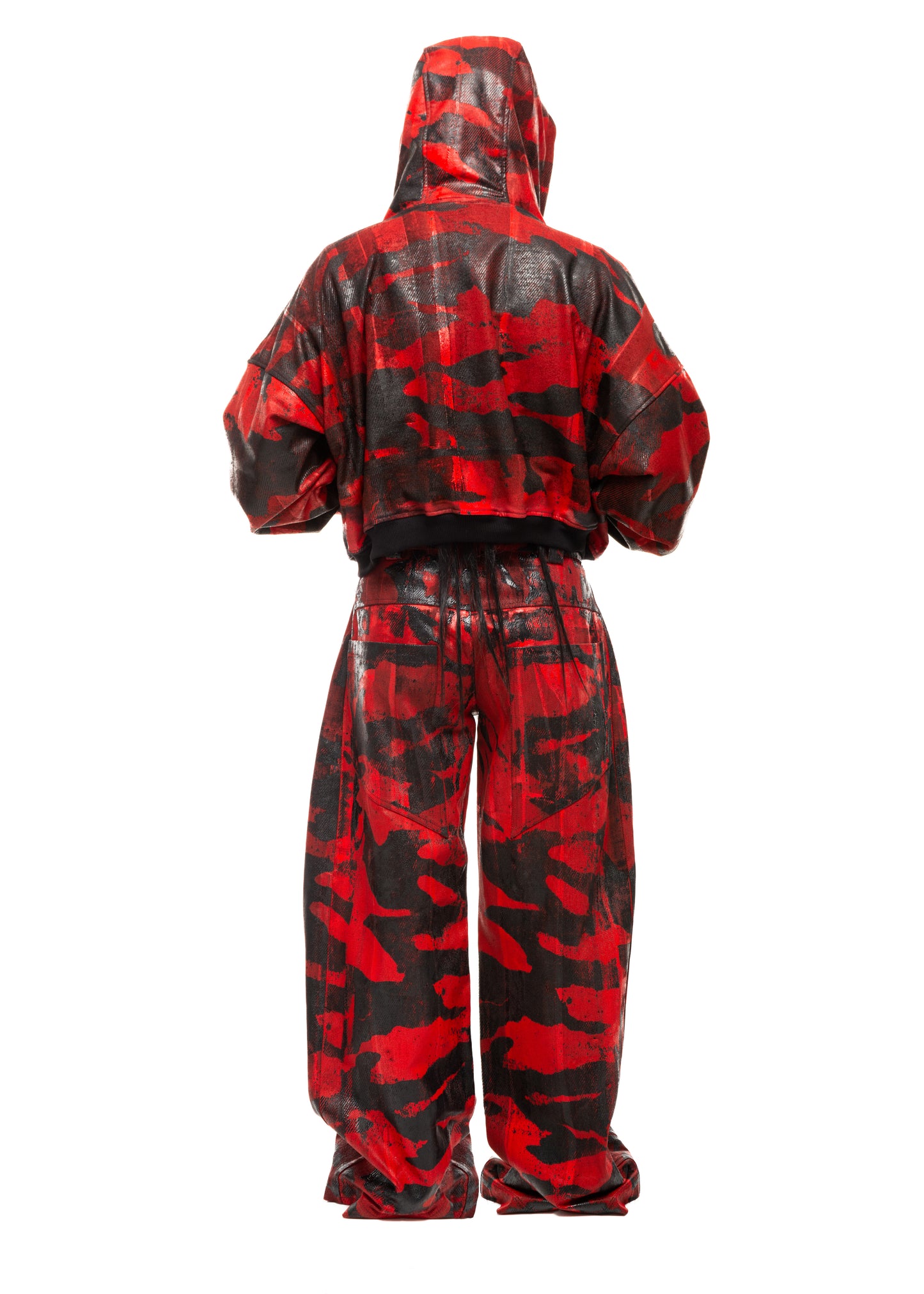 CAMO WAXED RED ZIP HOODIE