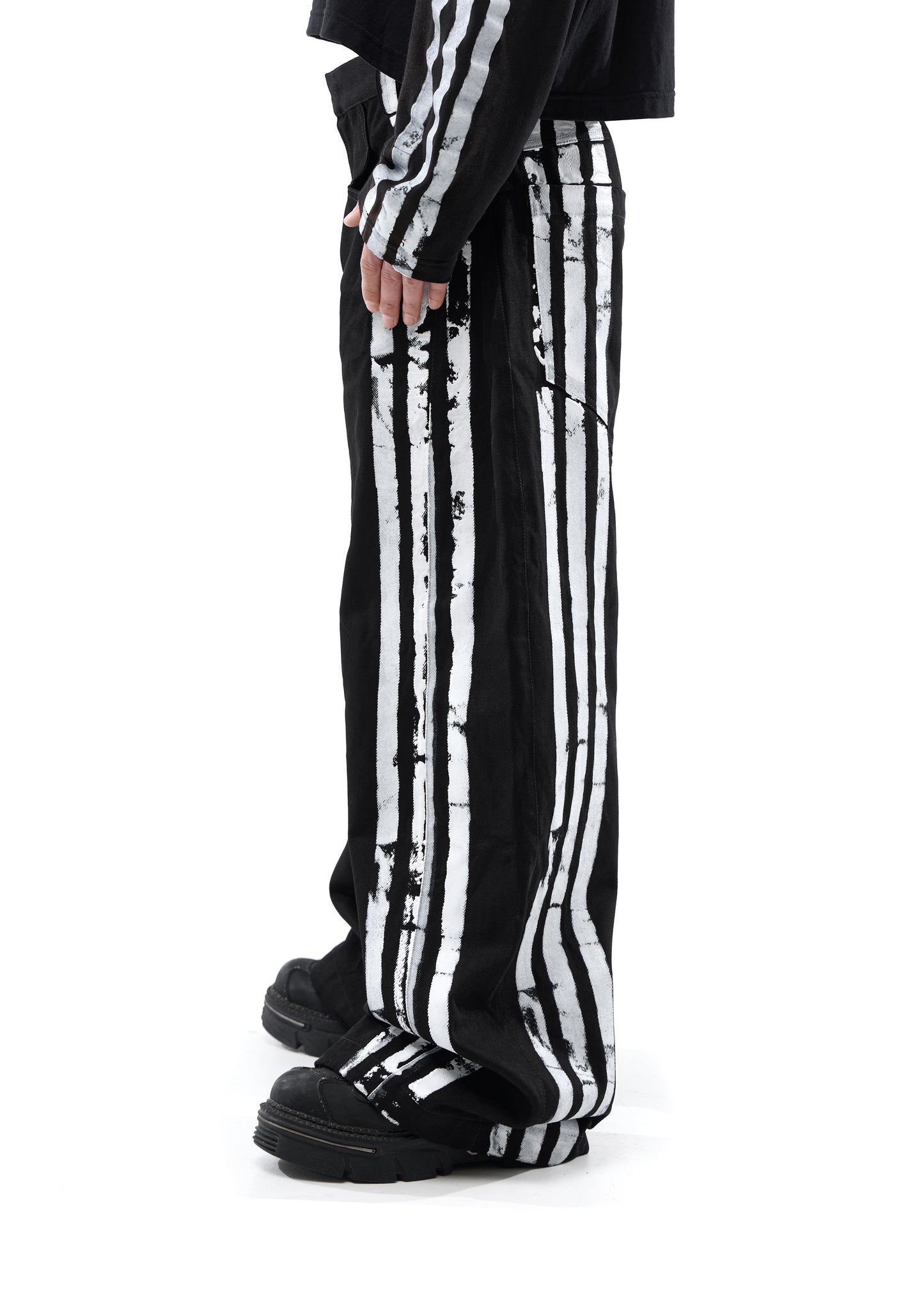 STRIPES WIDE JEANS