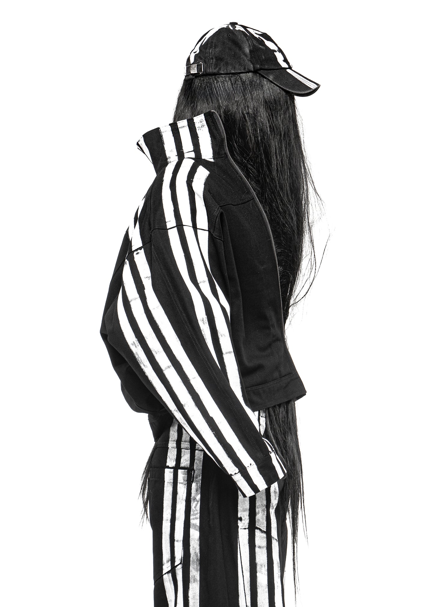STRIPES BLACK DENIM JACKET