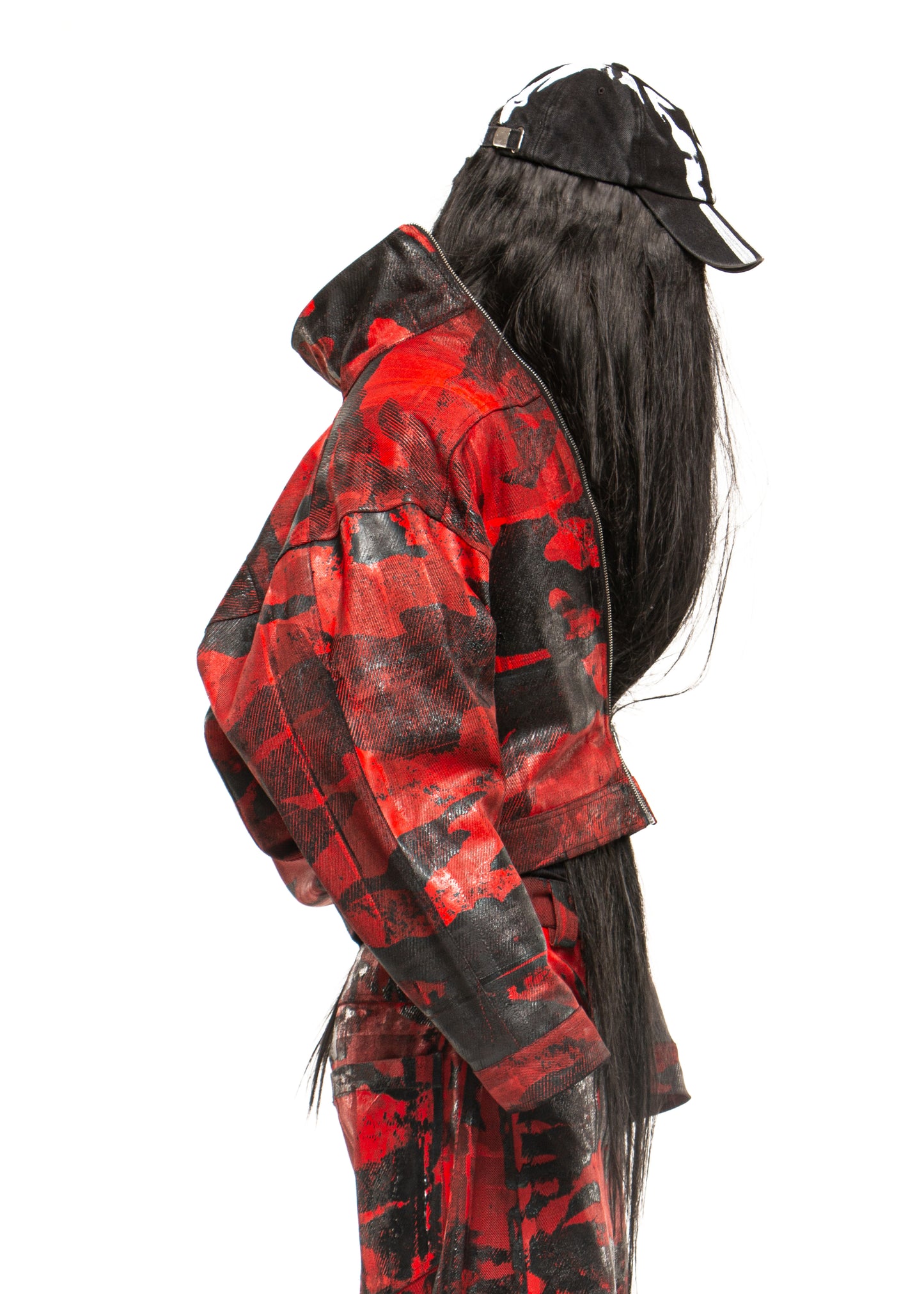 CAMO WAXED RED DENIM JACKET