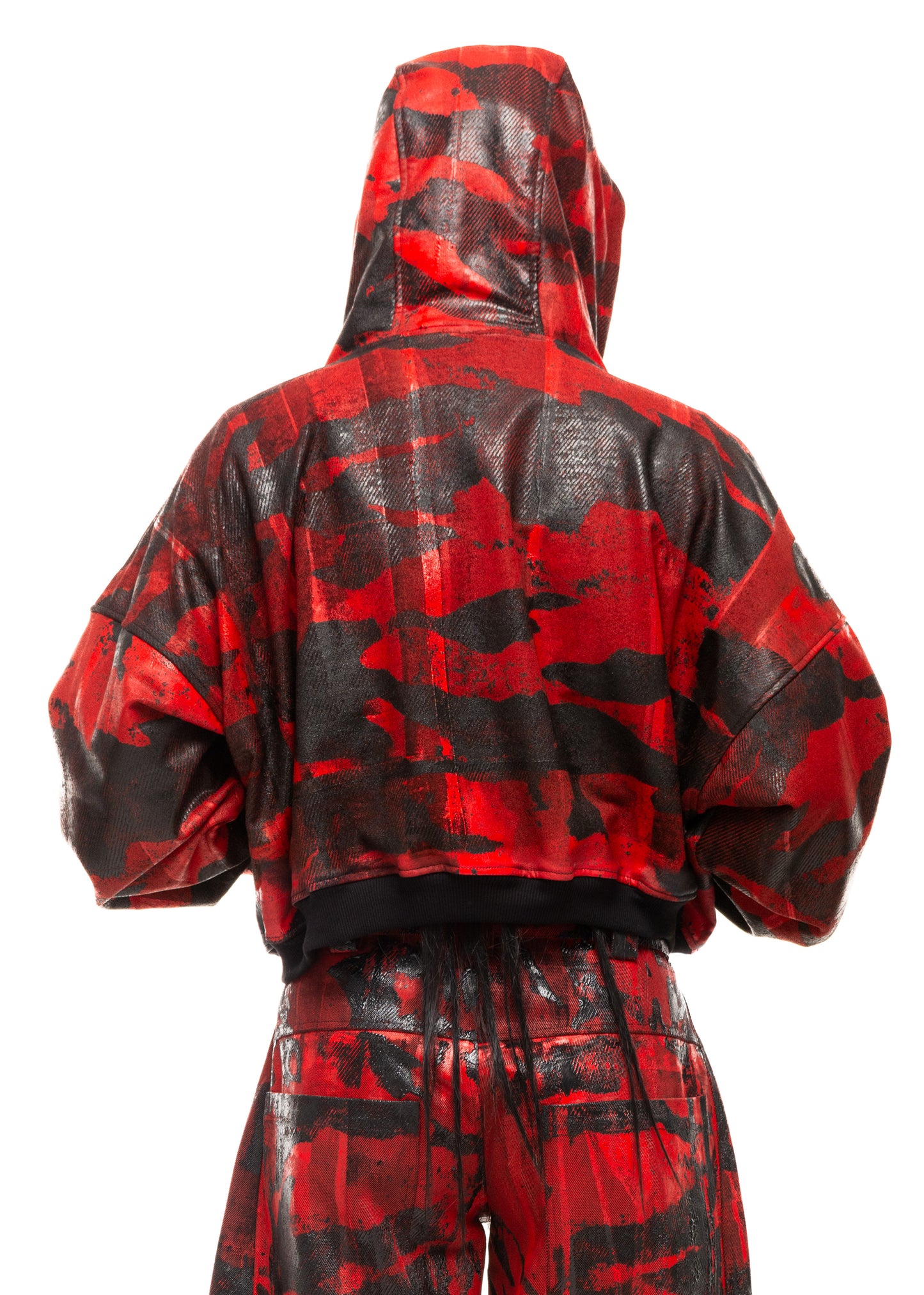 CAMO WAXED RED ZIP HOODIE
