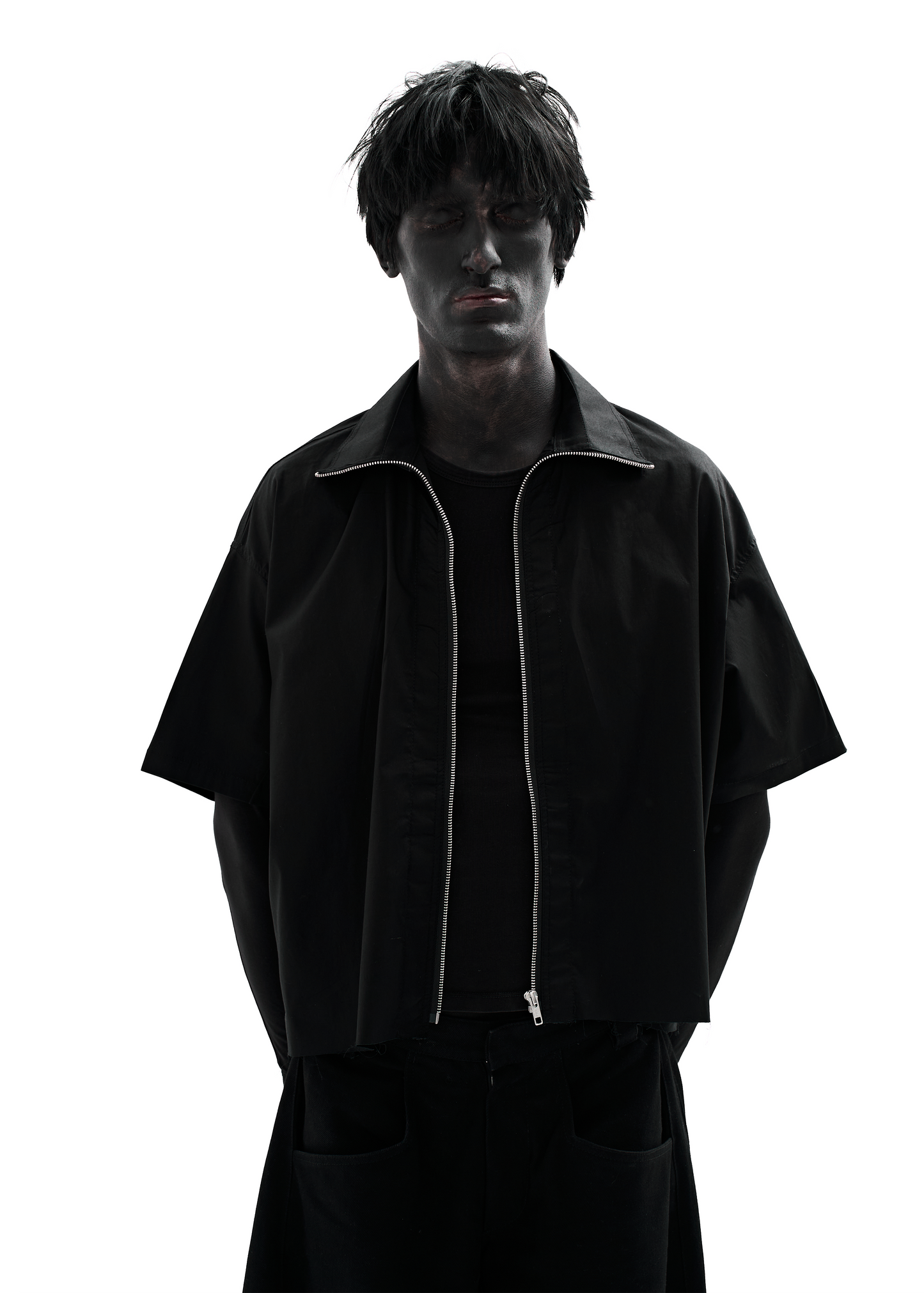 STAIN BLACK ZIP SHIRT