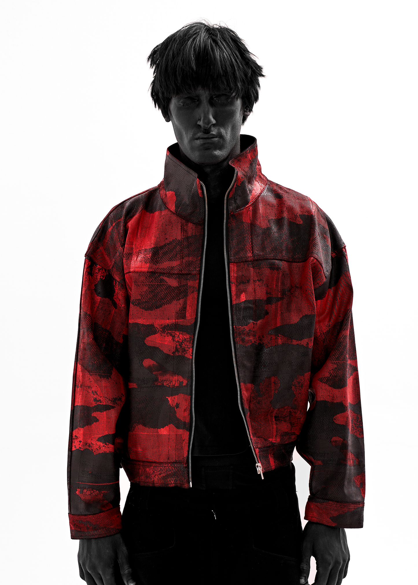 CAMO WAXED RED DENIM JACKET