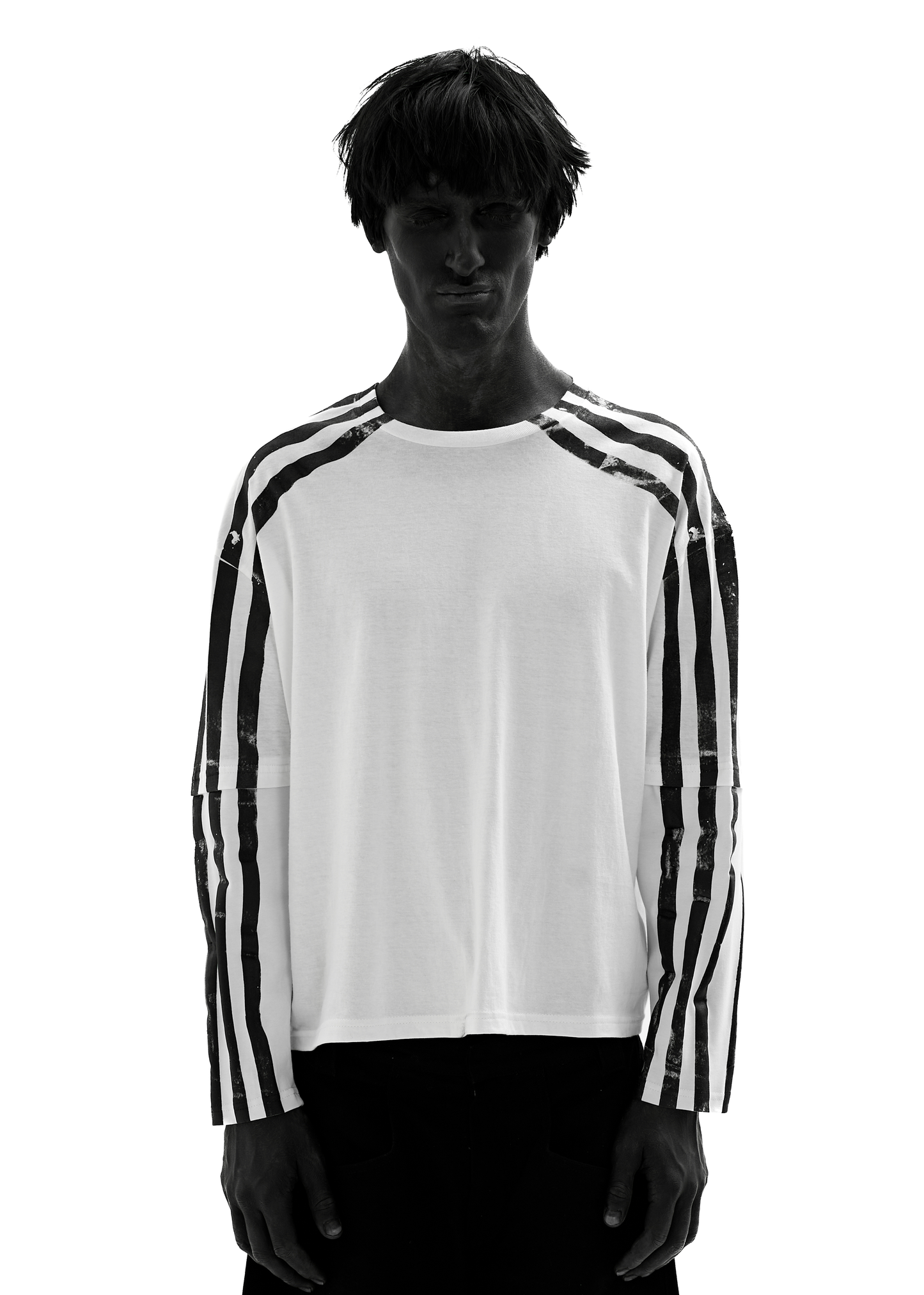 DOUBLE STRIPES WHITE LONG-SLEEVED T-SHIRT