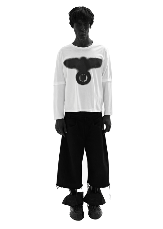 STAIN WHITE LONG-SLEEVED T-SHIRT
