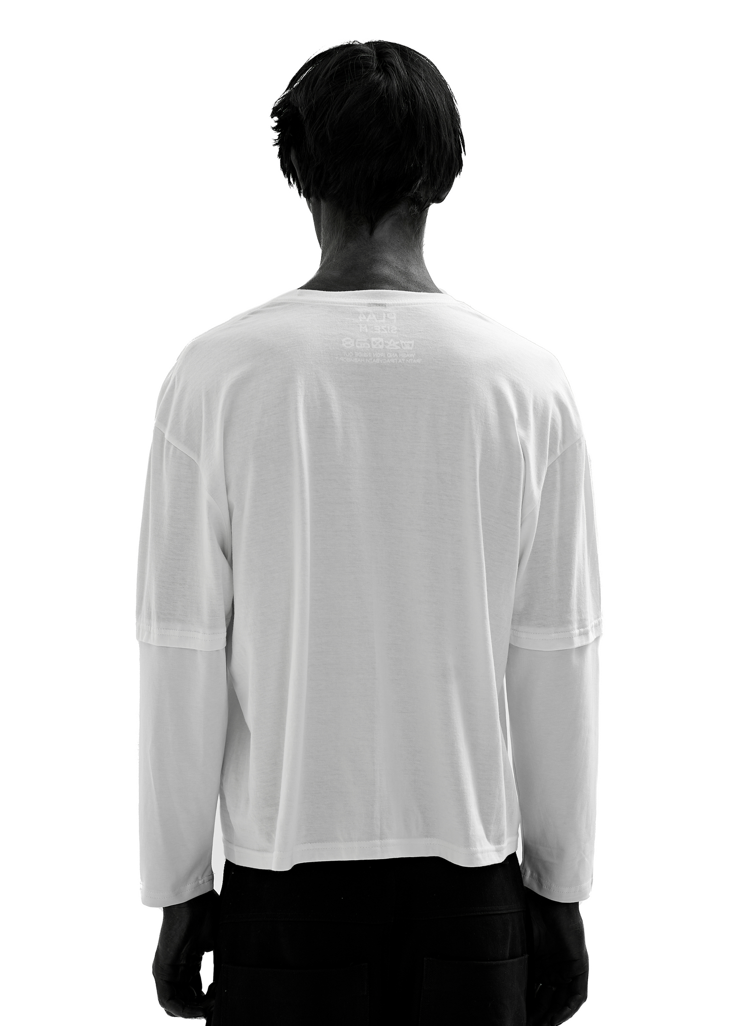 STAIN WHITE LONG-SLEEVED T-SHIRT
