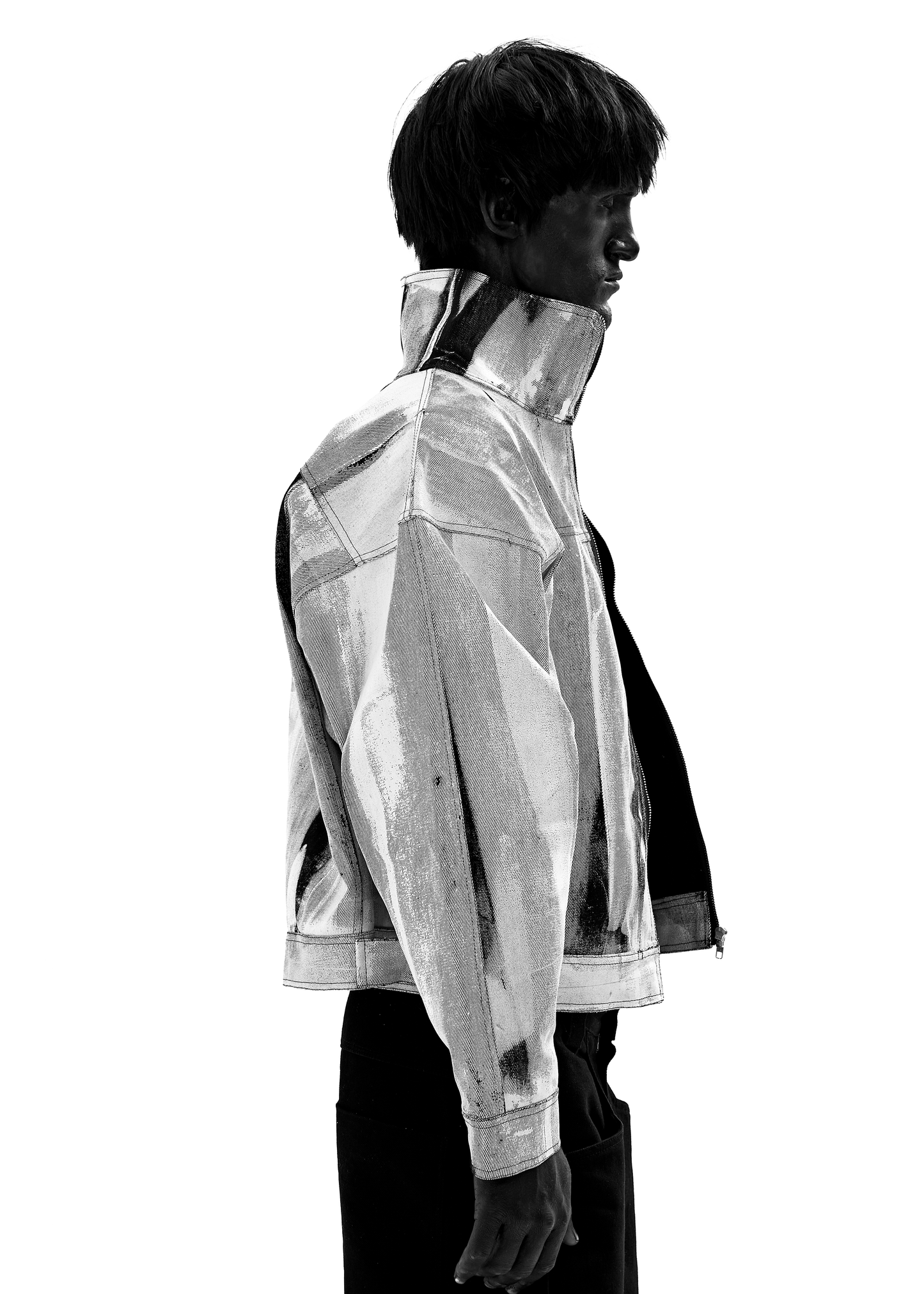STAIN WAXED WHITE DENIM JACKET