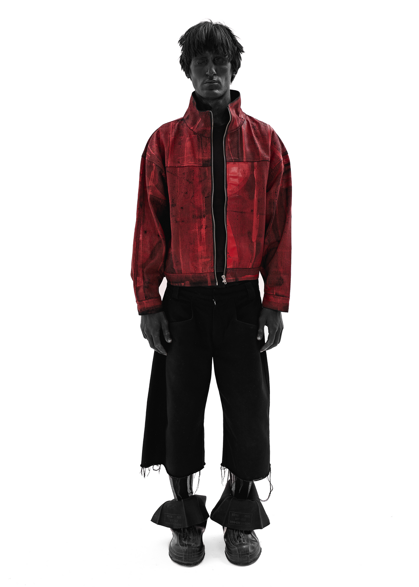 STAIN WAXED RED DENIM JACKET