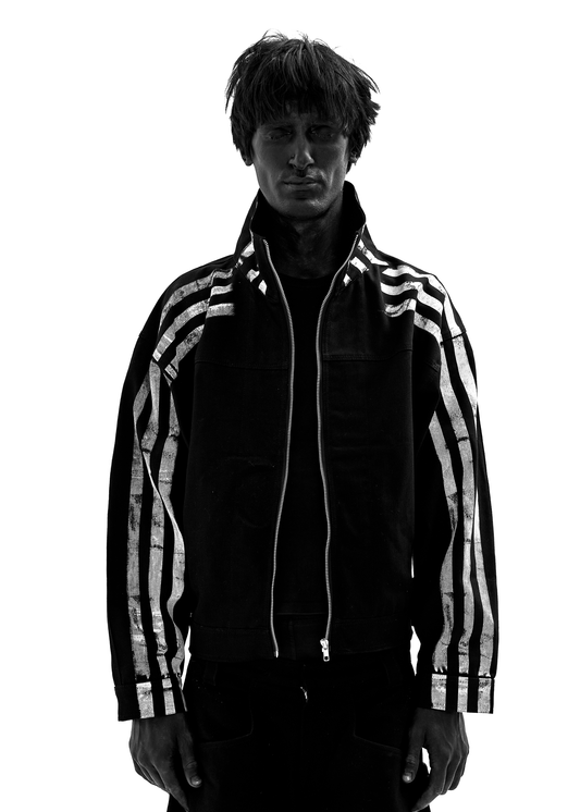 STRIPES BLACK DENIM JACKET