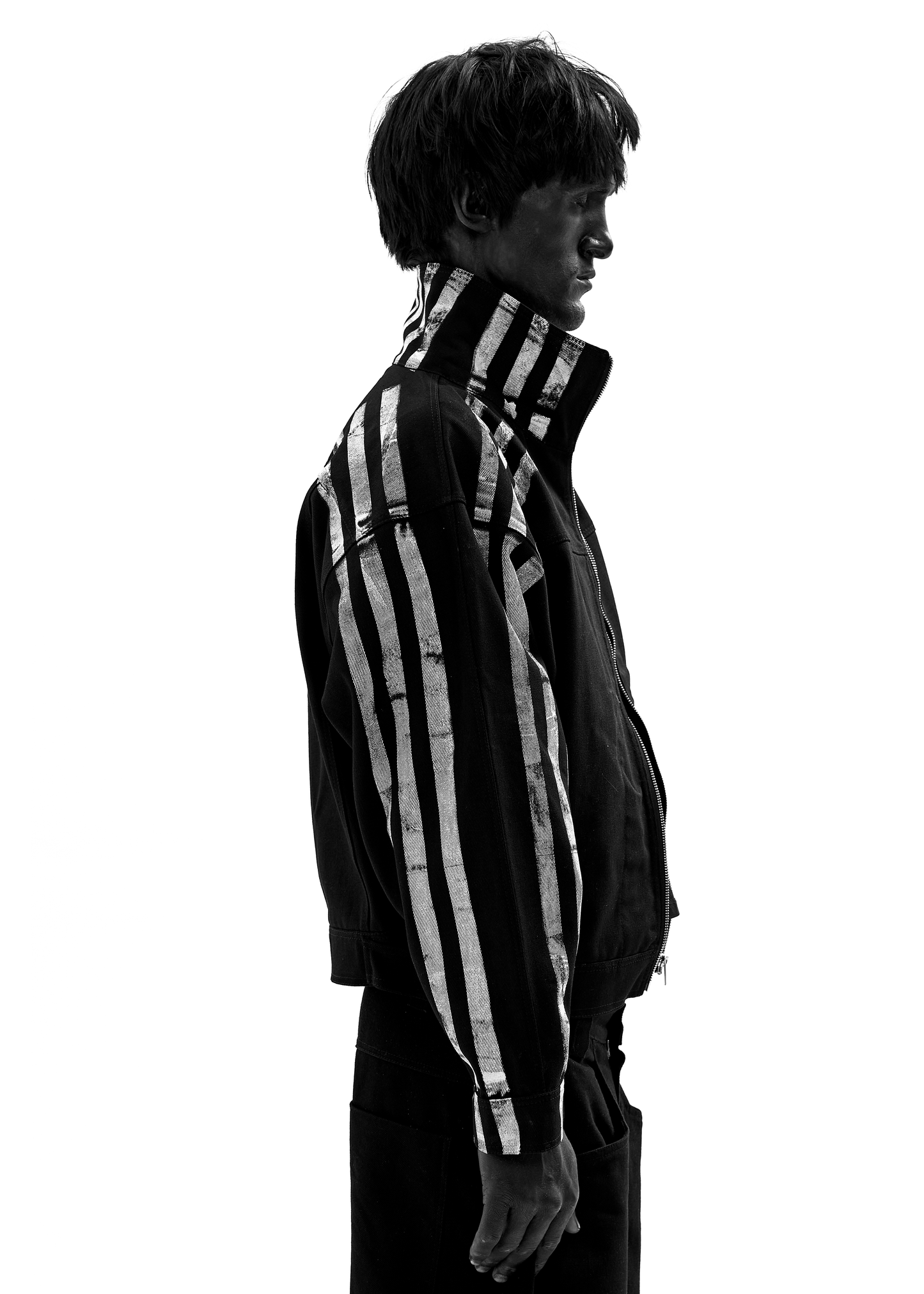 STRIPES BLACK DENIM JACKET