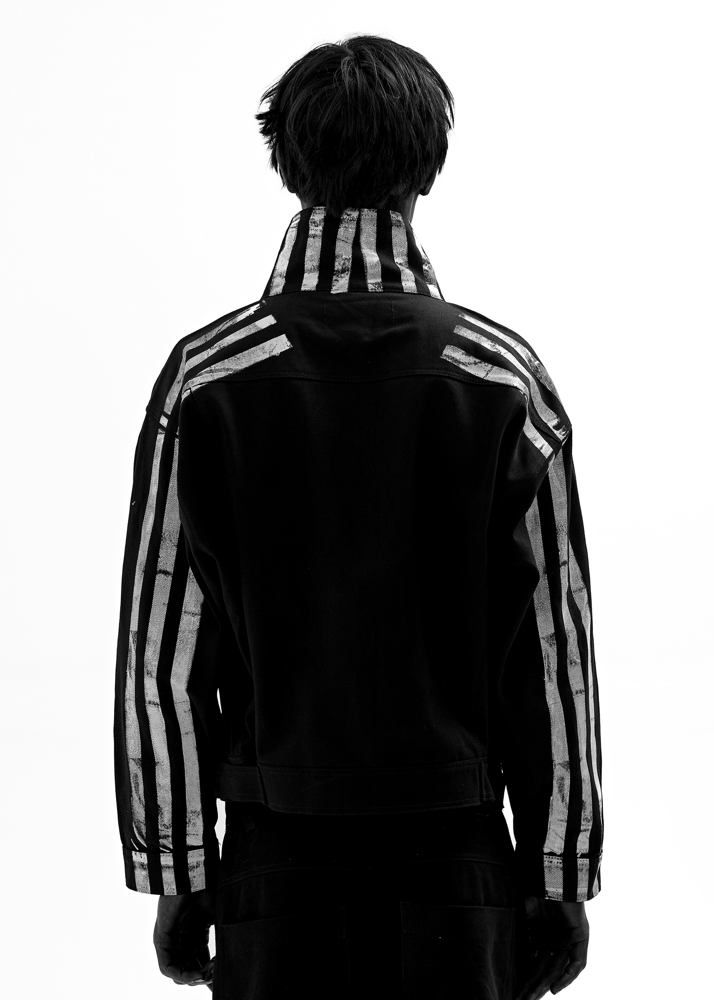 STRIPES BLACK DENIM JACKET