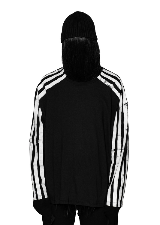DOUBLE STRIPES BLACK LONG-SLEEVED T-SHIRT