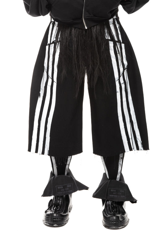 STRIPES BLACK DENIM SHORTS