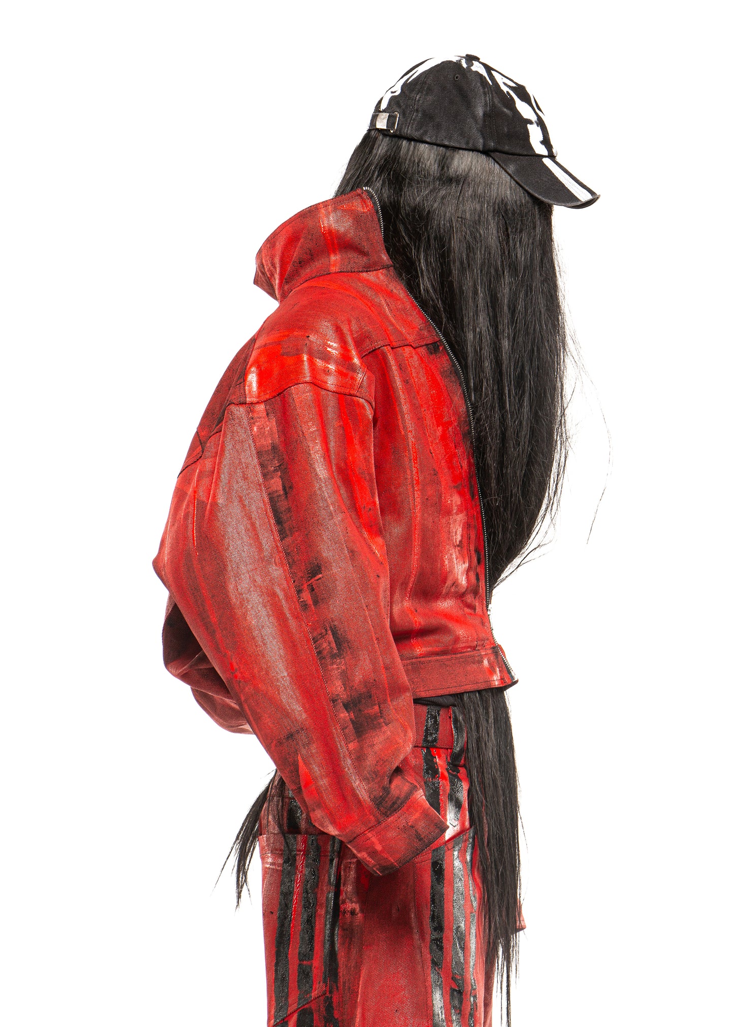 STAIN WAXED RED DENIM JACKET