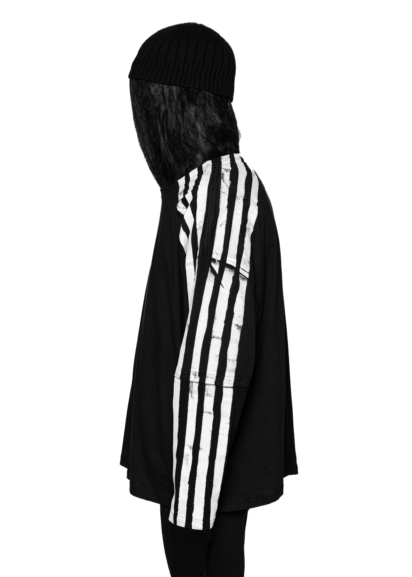 DOUBLE STRIPES BLACK LONG-SLEEVED T-SHIRT