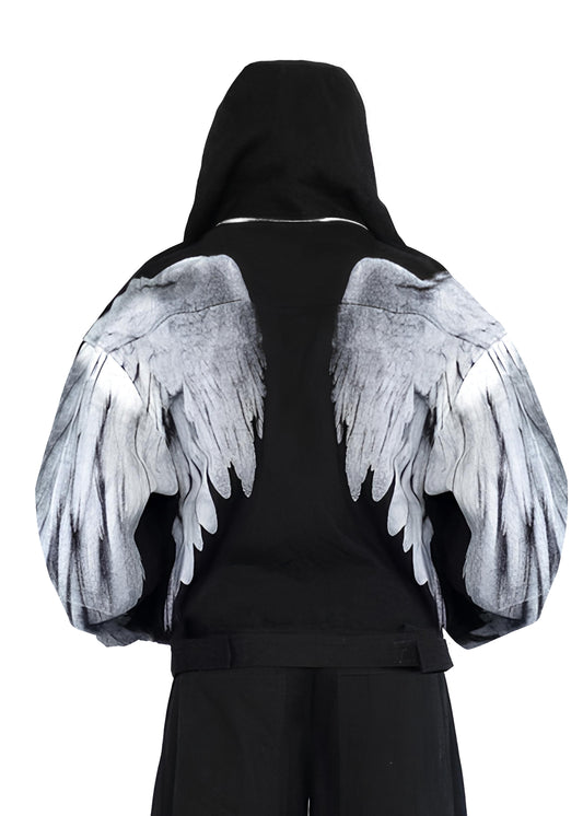WINGS HOODED DENIM JACKET