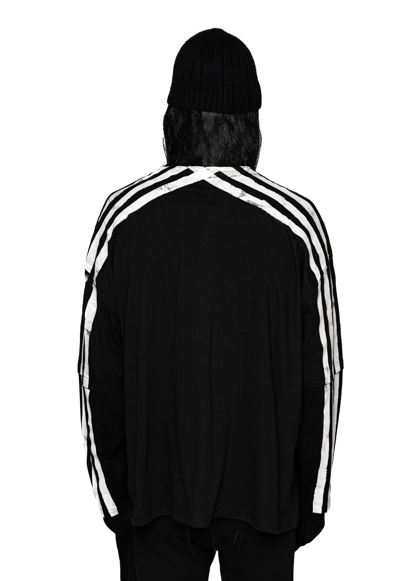 DOUBLE STRIPES BLACK LONG-SLEEVED T-SHIRT