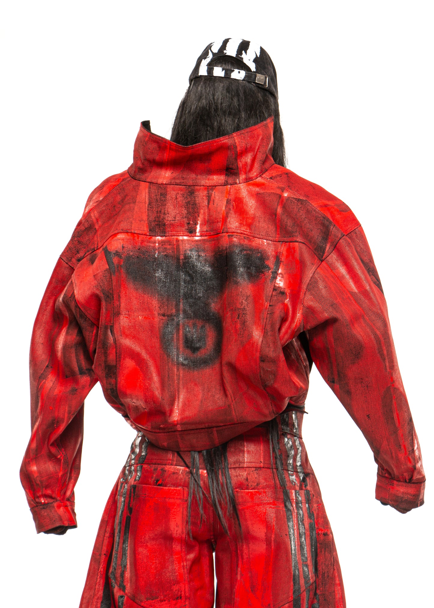 STAIN WAXED RED DENIM JACKET
