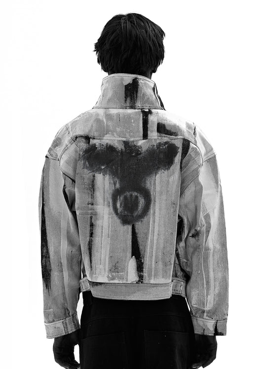 STAIN WAXED WHITE DENIM JACKET