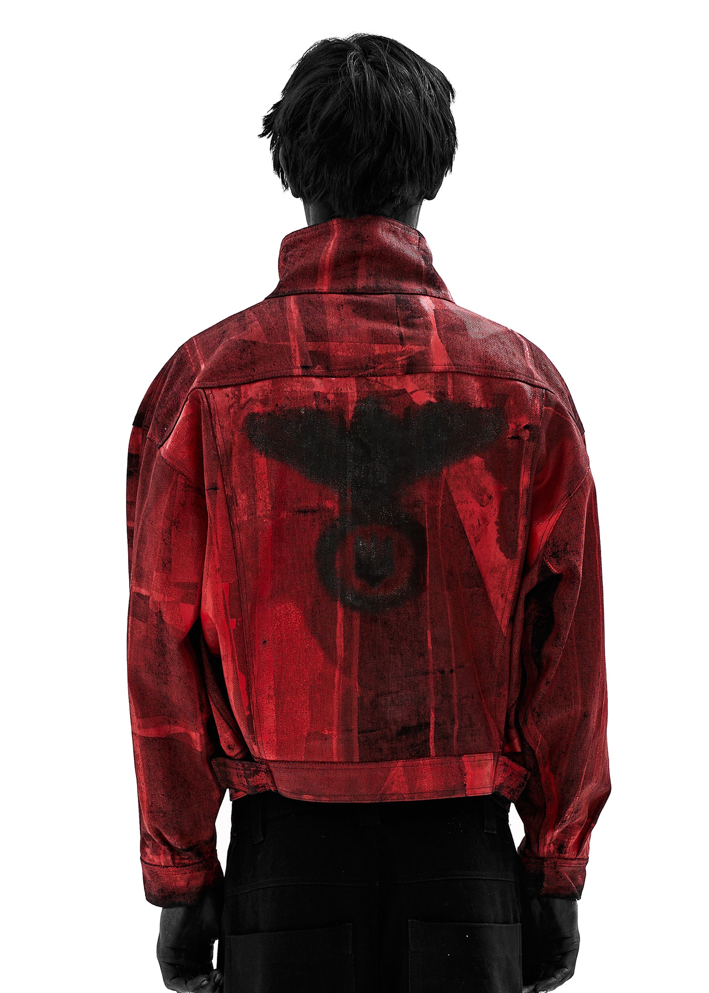 STAIN WAXED RED DENIM JACKET