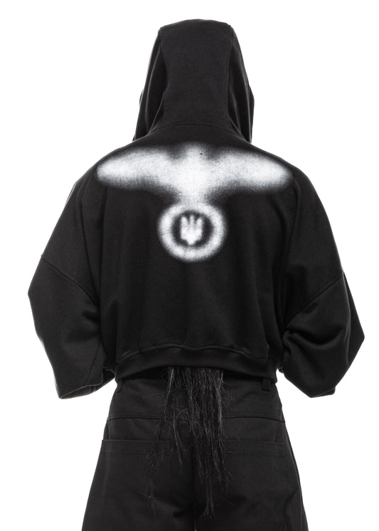 STAIN BLACK ZIP HOODIE